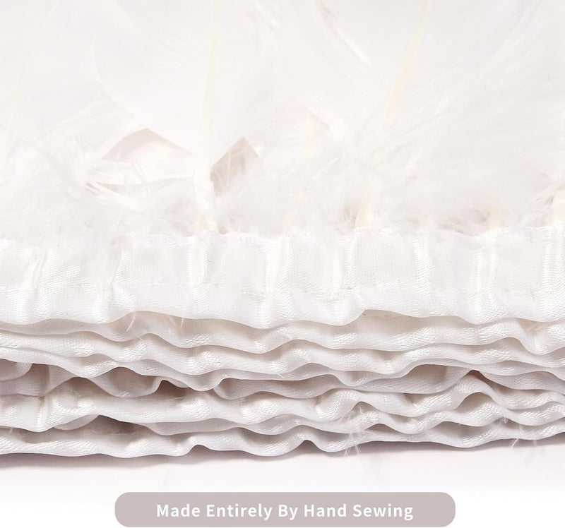 MAOFENG 2 Yards Natural Goose Feathers Trim Sewing Fringe Fashion Dress Sewing 6-8inch for DIY Handicrafts Costumes Decoration,White Golden - Image 3